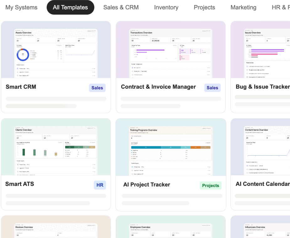 Dashboard, CRM e sistemi personalizzati in pochi minuti